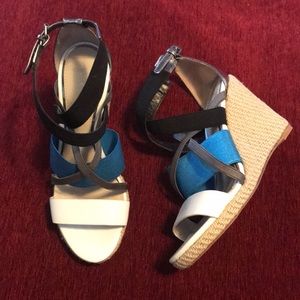 Elie Tahari Strappy Elastic Wedge Sandal Size 8